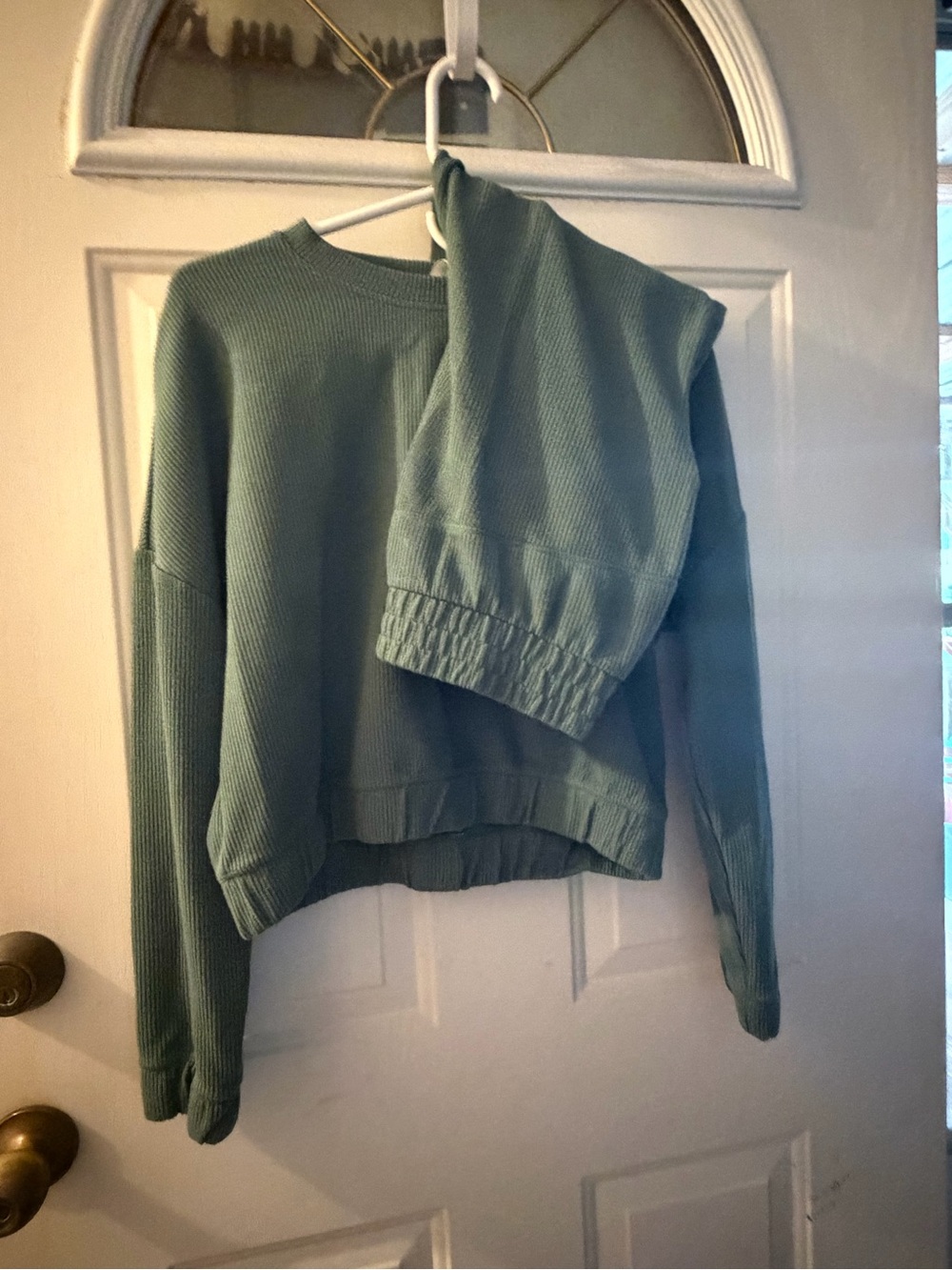 90 Degree By Reflex Sage Green Waffle-Knit Lounge Set